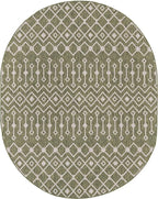 Unique Loom Outdoor Trellis Collection Area Rug - Tribal Trellis (7' 10" x 10' Oval, Green/ Natural)
