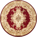 Rugs.com Chateau Collection Rug – 7' Round Red Medium Rug Perfect for Kitchens, Dining Rooms