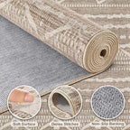 Nakagishi 8x10 Area Rugs Living Room: Washable Boho Large Neutral Soft Farmhouse Area Rugs Stain Resistant Modern Geometric Non-Slip Indoor Floor Carpet for Bedroom Nursery Kids Playroom Office