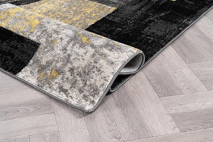 Rugshop Contemporary Circle Design Area Rug, Carpet with Jute Backing for Living Room, Bedroom, or Dining Room, Yellow, 7'10" x 10'2"