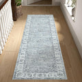 jinchan Fiora Runner Rug 2x5 Washable Hallway Runner- Vintage Floral Non Slip Low-Pile Soft Thin Kitchen Rug Distressed Carpet for Farmhouse Bedroom Entryway Laundry Room(2x5ft, Grey)