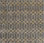 Unique Loom Glam Collection Area Rug - Trellis (7' 10" Square, Gray Gold/ Gold)