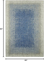 FH Home Flat Woven Outdoor Rug - Waterproof, Easy to Clean, Stain Resistant - Premium Polypropylene Yarn - Modern Ombre - Patio, Porch, Deck, Balcony - Dhruva - Blue - 5ft 2in x 7ft 6in