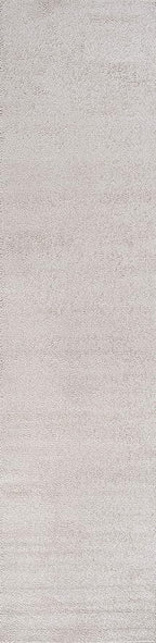 Eyely UES100D-214 Supersoft Haze Solid Low-Pile Indoor Runner Rug, Coastal, Bohemian, Minimalist, Classic, Casual for Bedroom,Kitchen,Living Room,Non Shedding,Easy-Washing, Ivory, 2 X 14