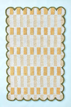 Hand-Tufted Wool Rug with Scalloped Edges, Light Blue Plaid Pattern, Cozy Soft Area Rug for Living Room, Bedroom, and Nursery, Handmade Modern Accent Rug, 7x7 Ft (Round)