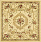 Rugs.com Chateau Collection Rug – 4 Ft Square Cream Medium Rug Perfect for Living Rooms, Kitchens, Entryways