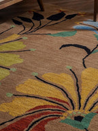 Hand Tufted Wool ECO-Friendly Area Rugs - 10'x13', Rectangle Shape, Camel, Floral Modern Design, High Pile Thick Handmade Anti Skid Area Rugs for Living Room, Bed Room (K00219)