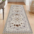 Floral Runner Rug, 2x7ft, Bohemian Vintage Distressed Pineal for Kitchen, Non-Slip No Shedding, Soft Low Pile Indoor Room Grey for Laundry, Washable for Hallway Bathroom