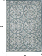 FH Home Flat Woven Outdoor Rug - Waterproof, Easy to Clean, Stain Resistant - Premium Polypropylene Yarn - Persian Farmhouse - Large Patio, Deck, Sunroom - Marbella - Ocean - 7ft 10 in x 10ft 9in