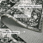 Moynesa Ultra-Thin Washable Vintage Runner Rug - 2'6"x8 Hallway Runner Non-Slip Non-Shedding Stain Resistant Kitchen Mat Boho Oriental Medallion Laundry Carpet for Entrance Bedside, Black/White