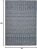 FH Home Flat Woven Outdoor Rug - Waterproof, Easy to Clean, Stain Resistant - Premium Polypropylene Yarn - Boho Moroccan - Large Patio, Deck, Sunroom - Dakar - Blue - 7ft 10in x 10ft 9in