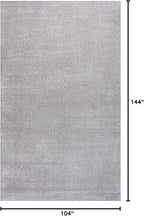 Eyely UES100K-9 Supersoft Haze Solid Low-Pile Indoor Area Rug Casual;Contemporary;Solid;Traditional, Bedroom, Kitchen, Living Room, Easy-Cleaning, Non-Shedding, 9 X 12, Light Gray