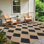 Checkered Easy Jute Rug 8x10 Outdoor Rug Large Washable Area Rugs for Living Room Bedroom Non Slip Neutral Farmhouse Indoor Outdoor Carpet for Backyard Patio Office
