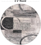 Rugshop Contemporary Abstract Circle Design Soft Area Rug 6' 6" Round Cream