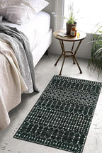 Lahome Moroccan Entry Rug 2x3, Non-Slip Washable Front Indoor Door Mat Rubber Backing Low-Profile Door Rugs, Small Geometric Print Distressed for Entryway Bathroom Kitchen, Black