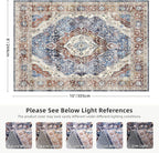 Deerly Rug 8x10 Area Rug Boho Washable Rug Large Rugs for Bedroom Living Room Vintage Non-Slip Oriental Distressed Carpet Indoor Stain Resistant(Border Brown/Navy Blue)