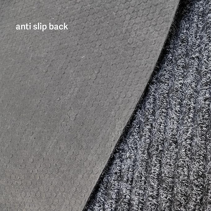 English Home Custom Size Non Slip Striped Design Durable Anti Slip Back Tough Pile Runner Rug for Hallway, Outdoor, Indoor, Commercial, Residential, Pool, Office (Dark Gray, 26" x 06')
