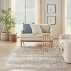 Nourison Home Astra Machine Washable Beige 5'3" x 7' Area Rug - Easy Clean, Non Shedding, Bed Room, Living Room, Dining Room, Kitchen (5' x 7')