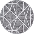 Rugs.com Lattice Trellis Collection Rug – 3 Ft Round Gray Low-Pile Rug Perfect for Kitchens, Dining Rooms
