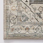 LUMI 4x6 Washable Area Rug for Living Room, Ultra Soft Vintage Rugs with TPE Non Slip Backing, Stain Resistant, Low Profile Carpet High Traffic for Bedroom, Dining Room