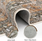 Washable Area Rug 6x9 | Non Slip Area Rug for Living Room, Bedrooms, Dining Room | Ultra-Soft Flannel Carpet Area with Rubber Backing (Light Sage Brown, 6x9)