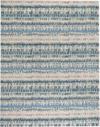 Dash & Albert Paint Chip Stone Hand Micro Hooked Wool Rug, 7.5 X 9.5 Feet, Blue/Green Geometric Pattern