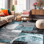 Rugshop Contemporary Circle Design Area Rug, Non-Shedding Carpet for Large Living Room, Dining Room, or Open Space, Gray, 10' x 14'