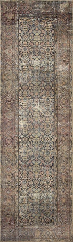Loloi Amber Lewis Morgan Collection MOG-03 Denim/Multi 2'-3" x 7'-6" 38" Thick Runner Rug feat. CloudPile, Neutral, Room Décor, Vintage Inspired, Livingroom, Bedroom, Dining Area