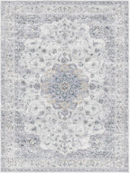 HUGEAR Machine Washable Area Rugs 8x10 Vintage Blue Large Living Room Bedroom Rug Neutral Style Non Slip Stain Resistant Low Pile Throw Carpet for Home Retro Aesthetic Modern Decor