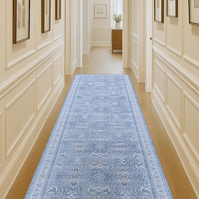 Fame Living Washable Area Rug. Modern Farmhouse. Vintage. Turkish. Bohemian. Distressed. Oriental. Traditional. Rugs for Living Room. Dining. Bedroom. Office. Entryway. Foyer. (866CBl, 2'5" x 13')