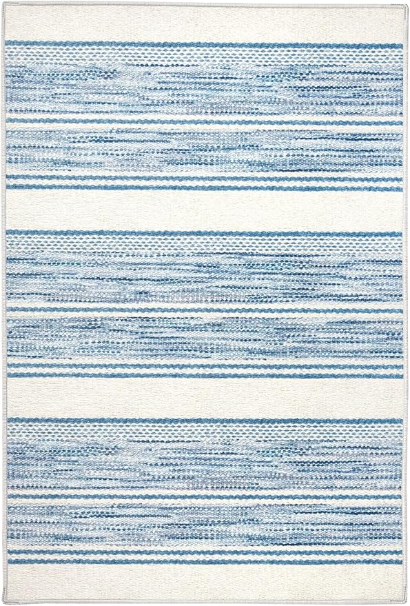 Dash & Albert Ellington Stripe Blue Machine Washable Rug, 5 X 8 Feet, Blue Stripe Pattern