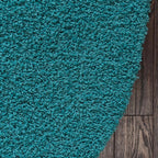 Unique Loom Solid Shag Collection Area Rug (5' 3" Round, Deep Aqua Blue)