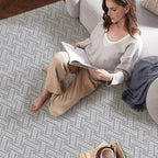 LUMI Washable Area Rug 5x8 for Living Room, Ultra Soft Modern Neutral Rugs with Non Slip Backing, Low Profile Carpet High Traffic for Bedroom, Dining Room, Grey