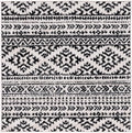 SAFAVIEH Tulum Collection Area Rug - 4' Square, Ivory & Black, Moroccan Boho Tribal Design, Non-Shedding & Easy to Clean, Ideal for Living Room, Bedroom, Dining Space (TUL272B)