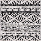 SAFAVIEH Tulum Collection Area Rug - 6'7" Square, Ivory & Black, Moroccan Boho Tribal Design, Non-Shedding & Easy to Clean, Ideal for Living Room, Bedroom, Dining Space (TUL272B)