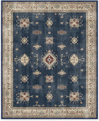 RUGGABLE Washable Vintage Area Rug – Verena Sapphire 8x10, Stain-Resistant, Non-Slip – Large Machine Washable Rugs for Living Room, Bedroom, Hallway, Entryway & Office–with Standard Pad