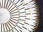 Round Leather Rug for Living Room | Handcrafted Geometric Pattern Cowhide Carpet | Decorative Floor Mat | Leather Rug for Bedroom Office Hall | Durable & Easy to Clean(White_3x3)