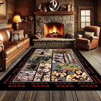 Rustic Cabin Area Rug 7x10ft, Animal & Moroccan Plaid Pattern Vintage Boho Carpet, Stain-Resistant Pet-Friendly & Non-Slip Low Pile for Living Room, Bedroom, Dining Room
