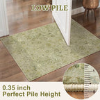 Tangsoo 5x7 Area Rug Washable Rugs for Living Room, Floral Vintage Indoor Non Slip Large Area Rugs, Print Distressed Green Carpet, Soft Low Pile Foldable Floor Rug for Bedroom Dining Room Dorm