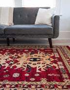 Unique Loom Taftan Collection Border Geometric Tribal Inspired Design Area Rug (7' 0 x 10' 0 Rectangular, Red/ Gold)