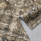 Brown Runner Rug 2'6"x8' Vintage Area Carpet Hallway Long Indoor Kitchen Washable Living Room Low Pile Traditional Distressed Retro Accent Rug Non Slip Laundry Bathroom Office Dining Room