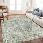 Area Rug 5'x7' Washable Rug Vintage Traditional Floor Cover Thin Retro Kitchen Indoor Distressed Non Slip Carpet for Living Room Bedroom Dining Room