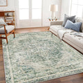 Area Rug 6'x9' Washable Vintage Traditional Floor Cover Thin Retro Kitchen Indoor Distressed Non Slip Carpet for Living Room Bedroom Dining Room