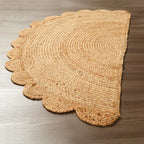 Savi Home Half Hand Woven Area Rug Braided Jute Scalloped Border, Decor Collection Classic Quality Made for Living Room, Kitchen, 22x42 - Natural
