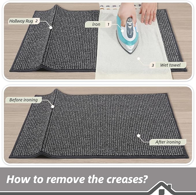BEQHAUSE 20"x32" Entryway Rug Indoor Door Mat Non-Slip Washable, Hallway Rugs Absorbent & Stain Resist Hall Carpet Runner Rugs for Entryway, Front Door Floor Mats Laundry Room Rugs for Entry, Charcoal