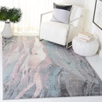 SAFAVIEH Glacier Collection 4' x 6' Pink / Blue GLA126U Modern Abstract Non-Shedding Living Room Bedroom Accent Rug
