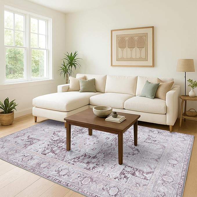 Washable Area Rug. Modern Farmhouse. Vintage. Turkish. Bohemian. Distressed. Oriental. Traditional. Rugs for Living Room. Dining. Bedroom. Office. Entryway. Foyer. (861PP, 2'5" x 4'9")