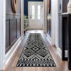 Rugshop Southwestern Black and White Tribal Area Rug – Geometric Diamond Pattern Carpet for Living Room, Bedroom, or Entryway – Boho Rustic Soft Floor Decor 2' 3" x 12' Runner Black