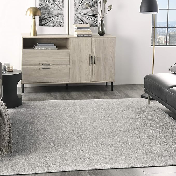 Nourison Home Nourison Essentials Silver Grey 5' x Square Area Rug - Easy Clean, Non Shedding, Bed Room, Living Room, Dining Room, Kitchen (5' x Square)