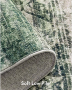 Kokia Abstract Area Rugs 9x12 Bedroom Washable Decor Low Pile Non-Slip Non-Shedding Indoor Blue Carpet Foldable Stain Resistant Floor Living Room Dining Room, Oslo Teal